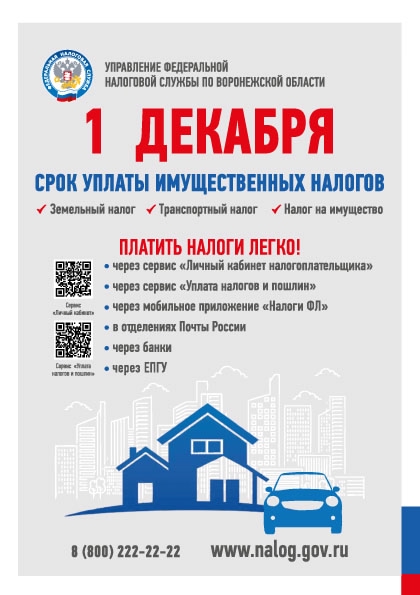 1 декабря - срок уплаты налогов.